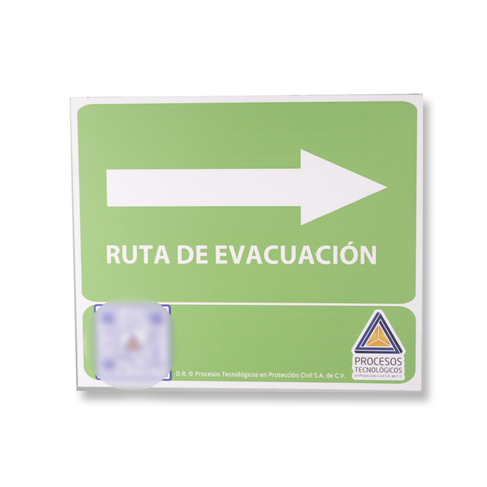 Señal interactiva de Protección Civil “RUTA DE EVACUACION” © “DERECHA”