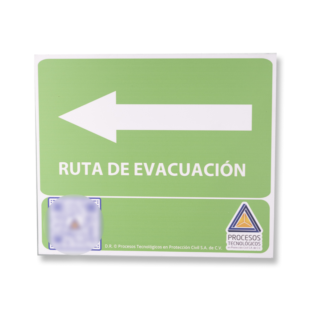 Señal interactiva de Protección Civil “RUTA DE EVACUACION” © “IZQUIERDA”