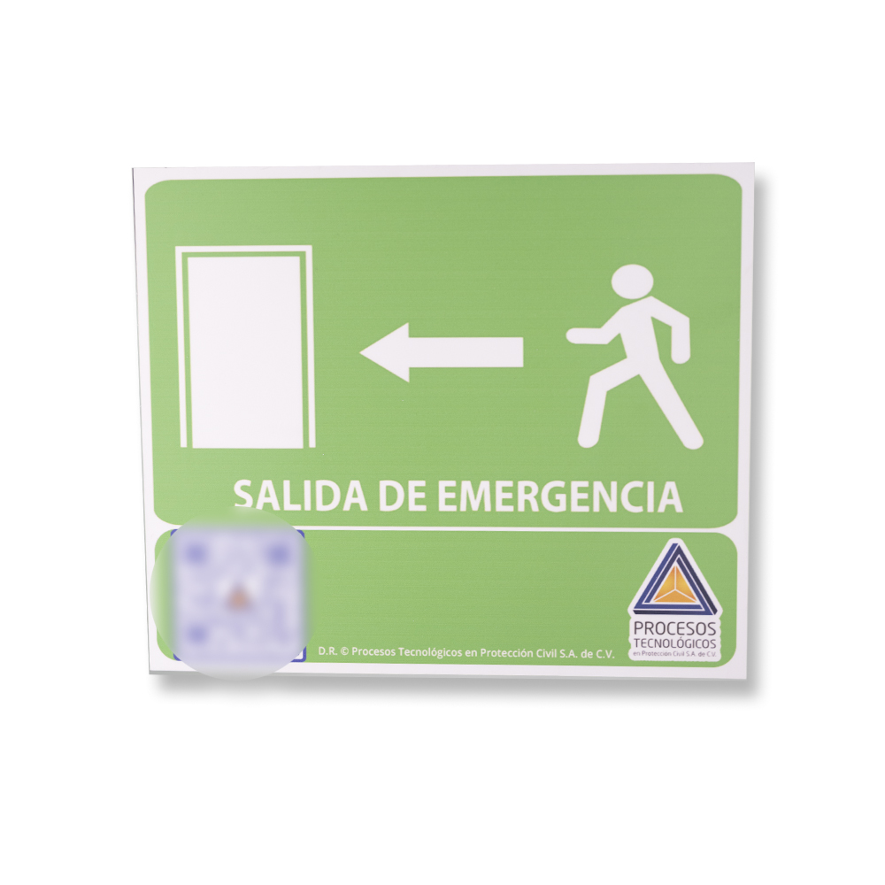 Señal interactiva de Protección Civil “SALIDA DE EMERGENCIA” © “IZQUIERDA”