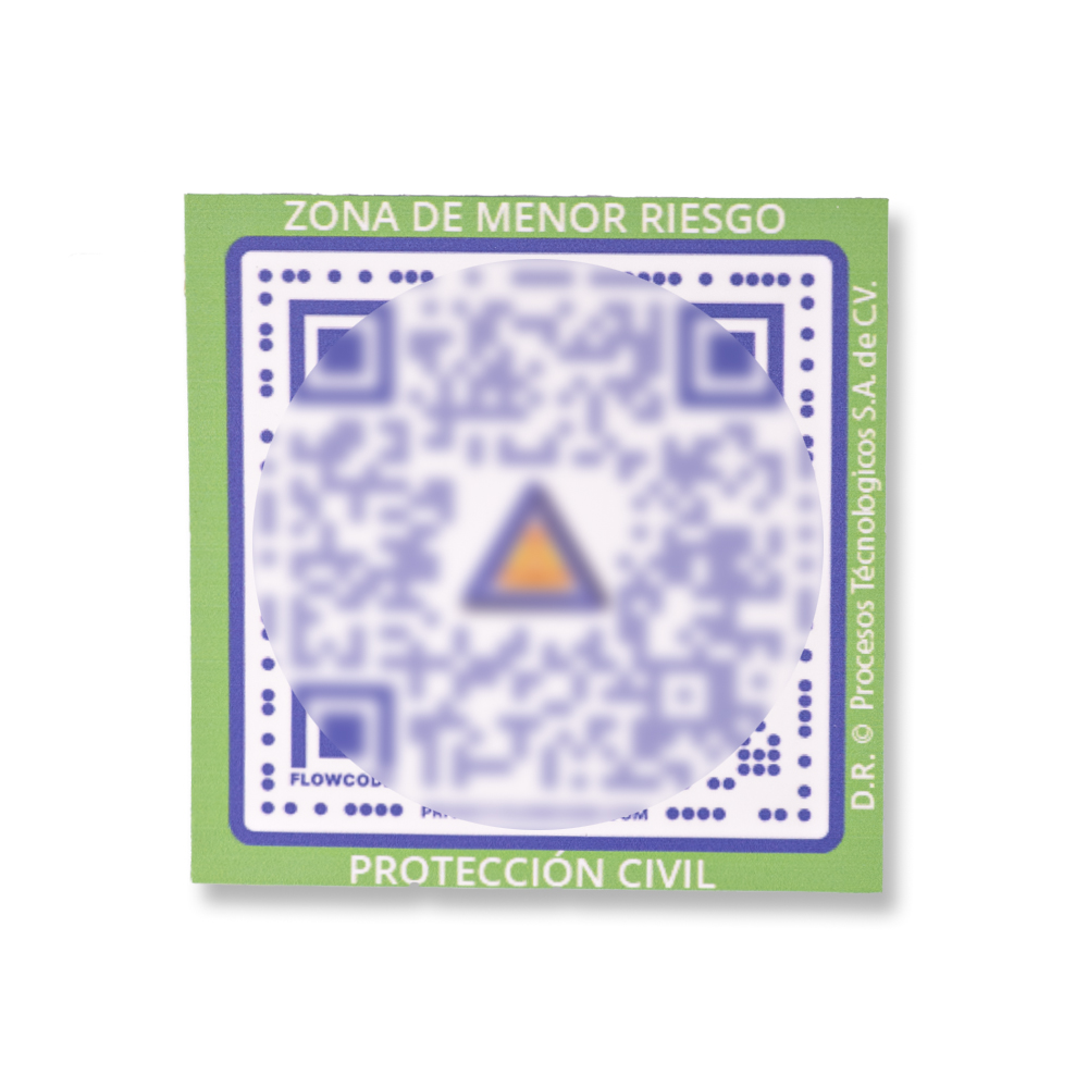 Código QR de Protección Civil “ZONA DE MENOR RIESGO” ©